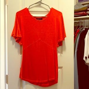 Juniors coral sweater blouse